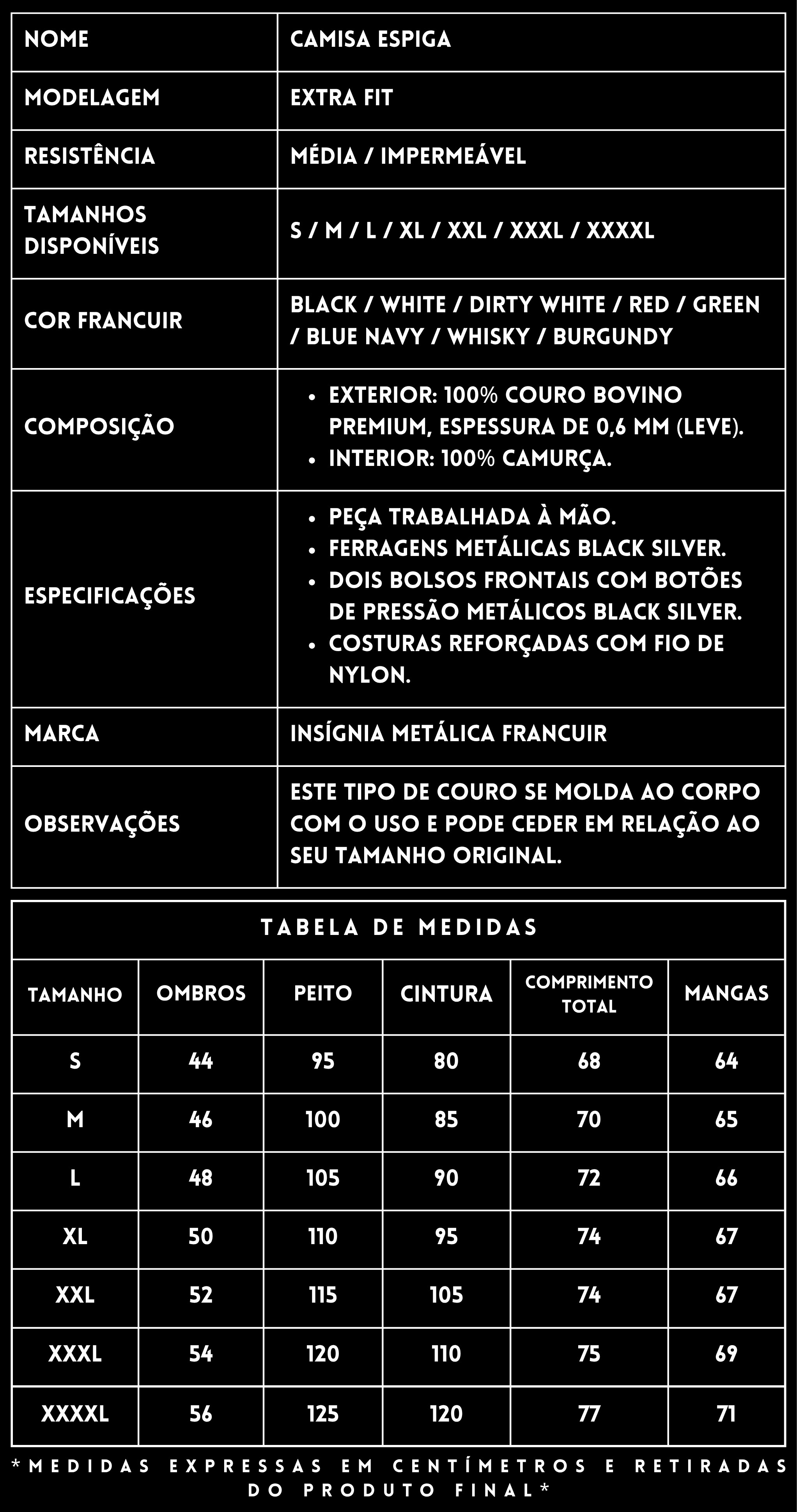 Camisa Couro Espiga Black FRANCUIR